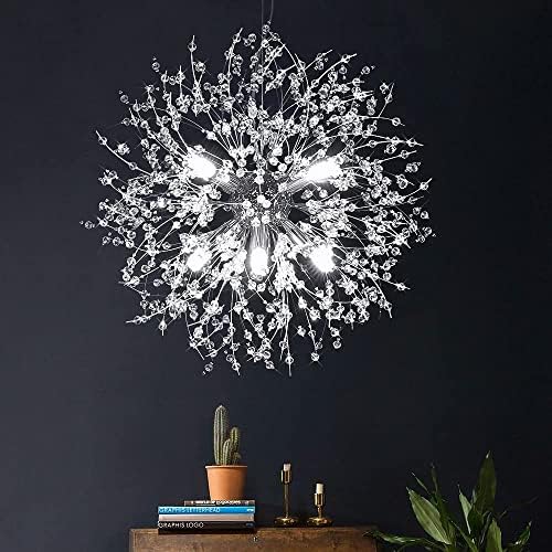 Jolof Store Modern Firework Dandelion Crystal Chandelier – 8-Light Silver