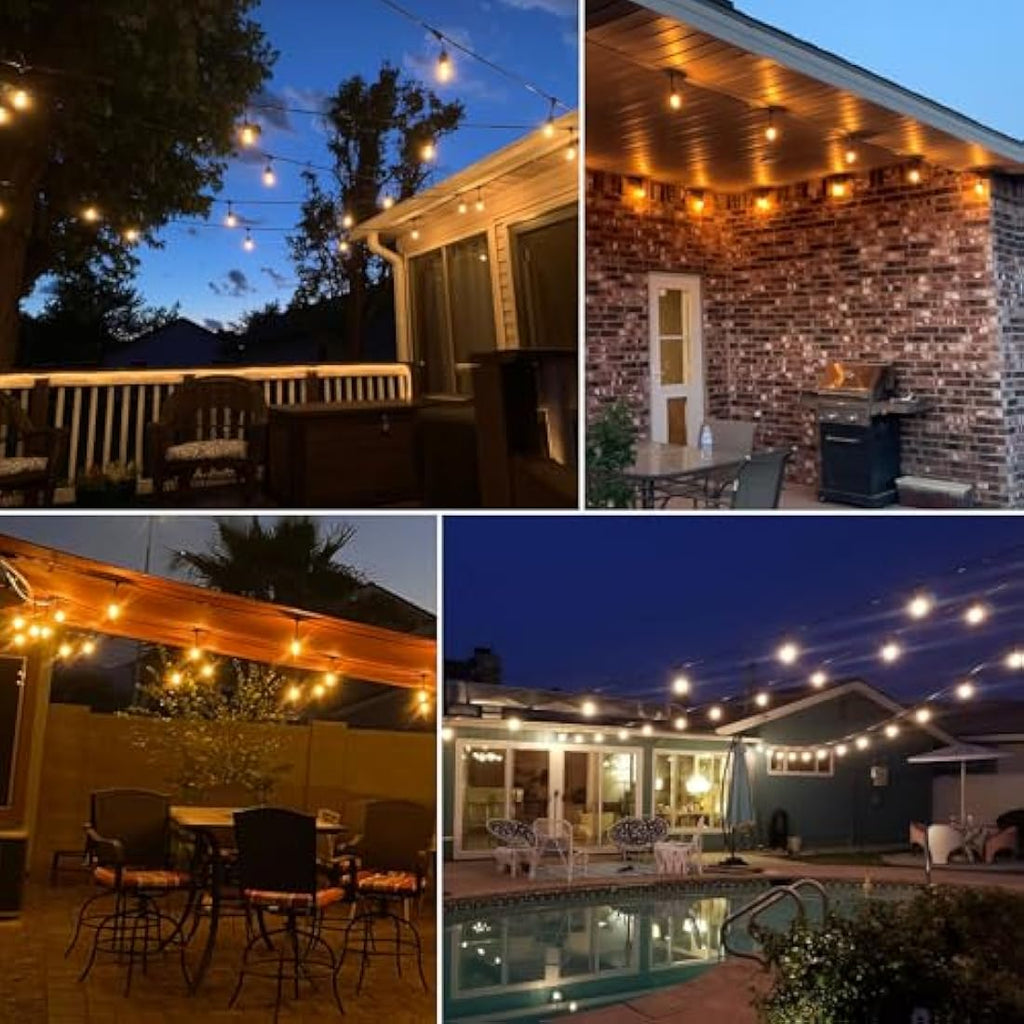 Spacelumen 98FT Outdoor String Lights – 32 S14 LED Bulbs IP65 Waterproof