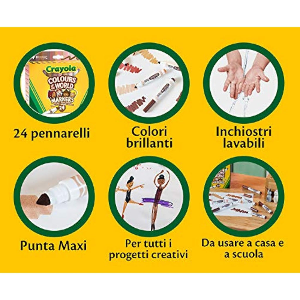 Crayola Colours of the World Washable Markers – 24 Skin Tone Skin Shades