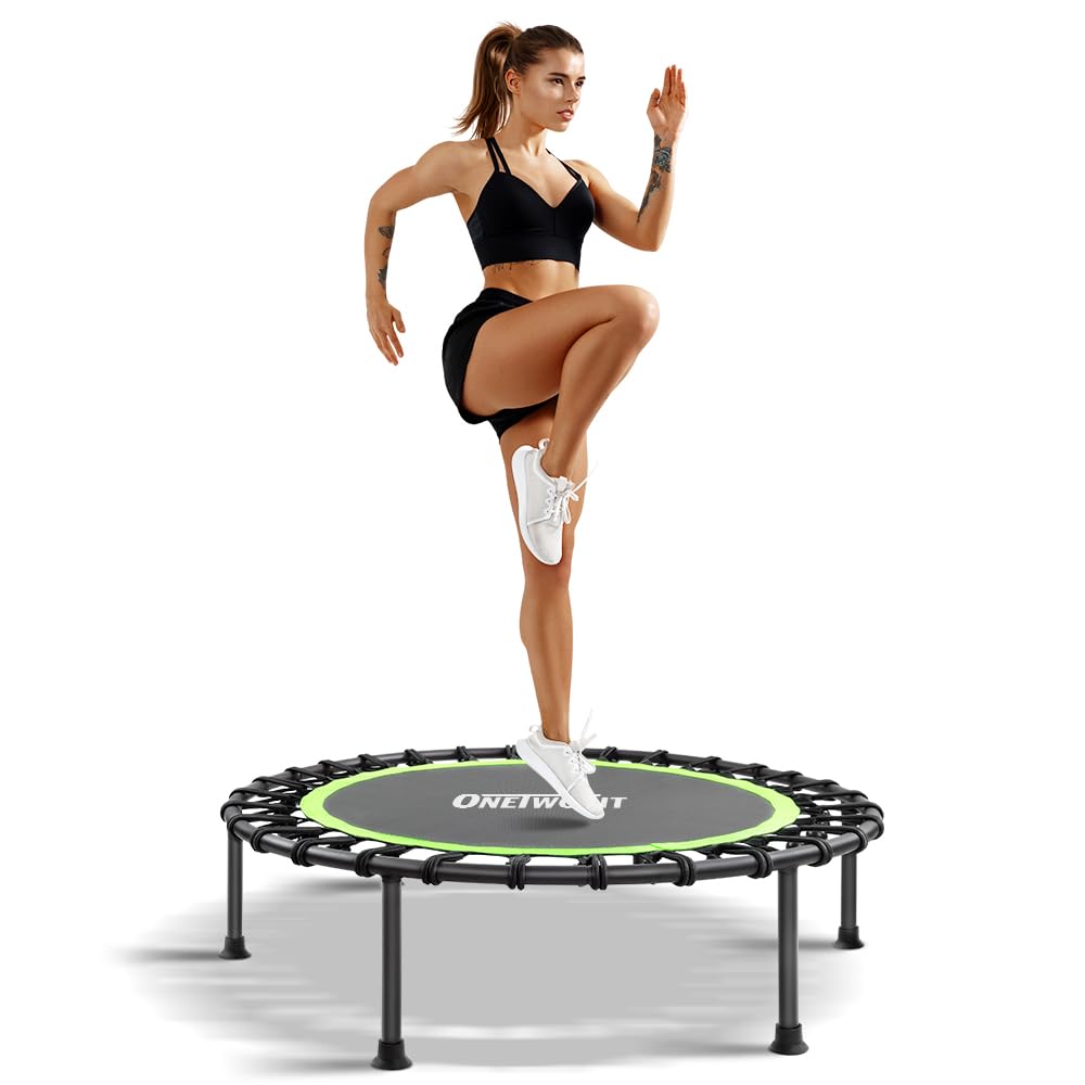 ONETWOFIT 42" Mini Trampoline – Silent Bungee Rebounder for Adults