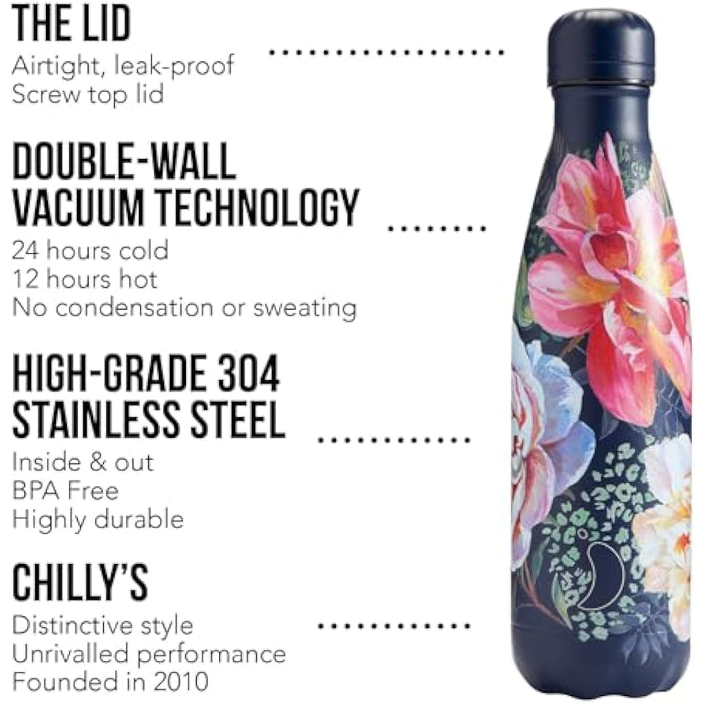 Chilly's Insulated Water Bottle – 500ml Stainless Steel Leak Proof