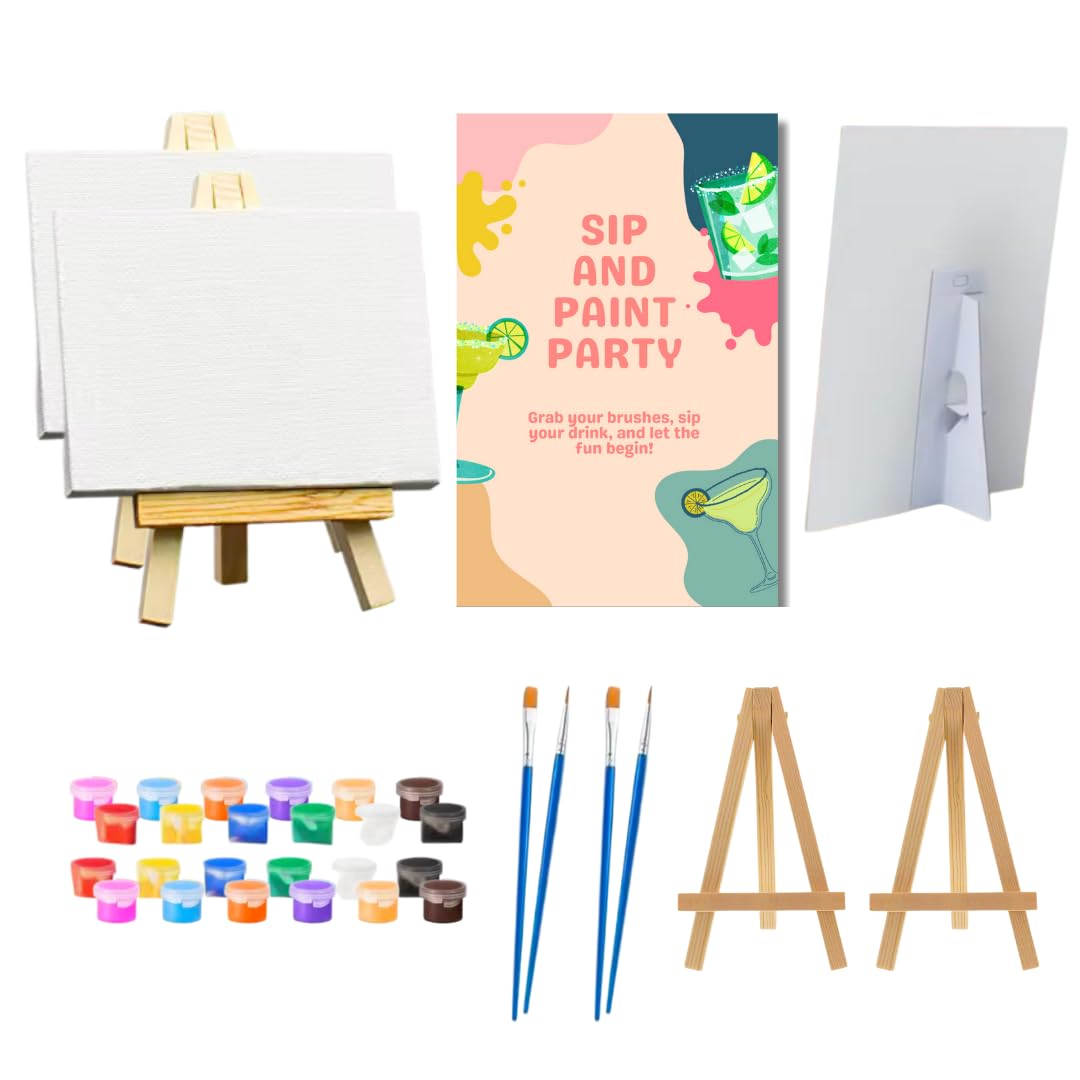 Jolof Store Sip and Paint Party Kit for Adults – 2 Person Canvas Art Set