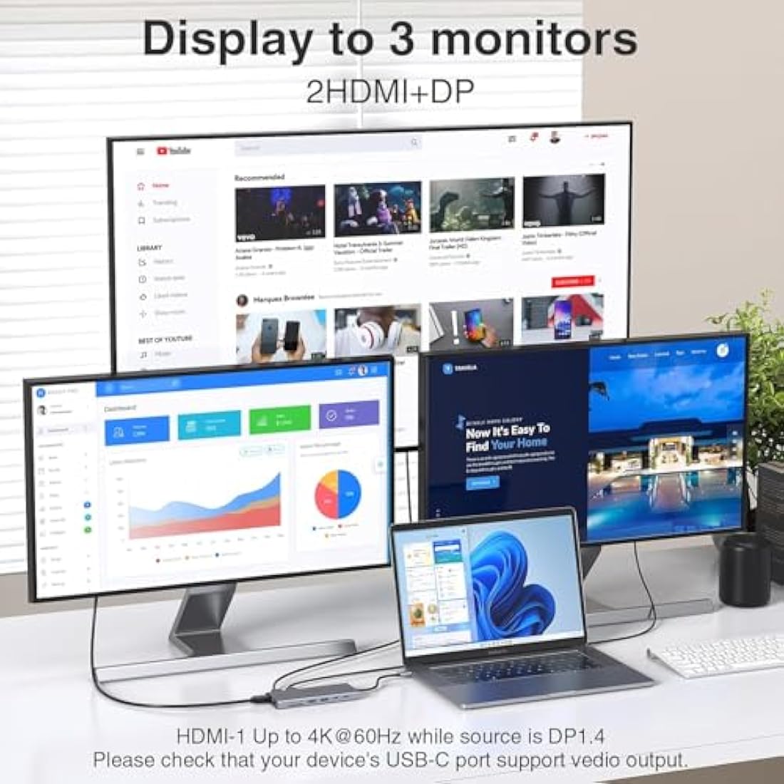 14-in-1 USB C Docking Station – Triple Monitor 4K HDMI & DP