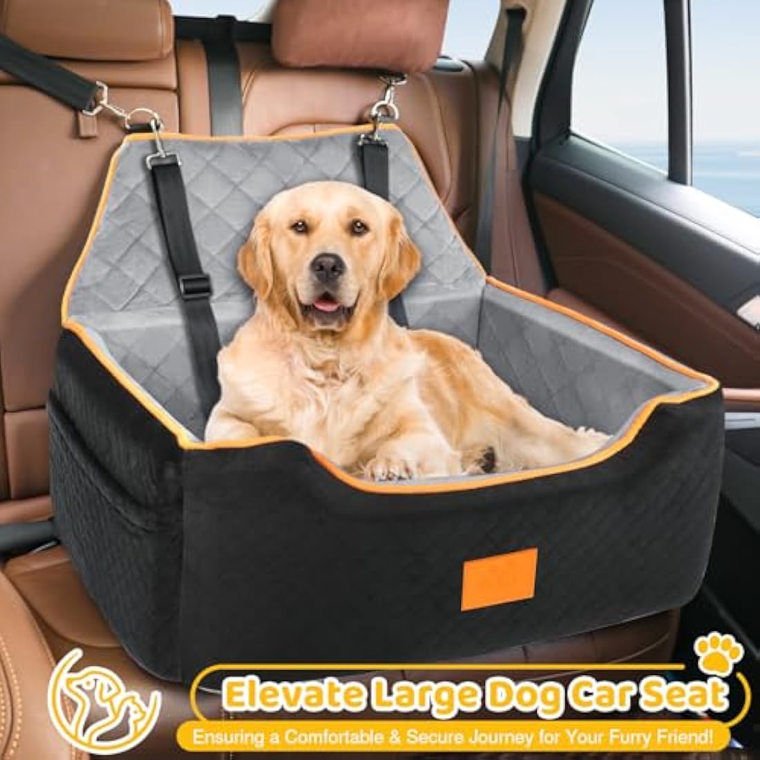 GL GLENSLAVE Dog Car Seat – Large Pet Booster Seat with Washable Cover