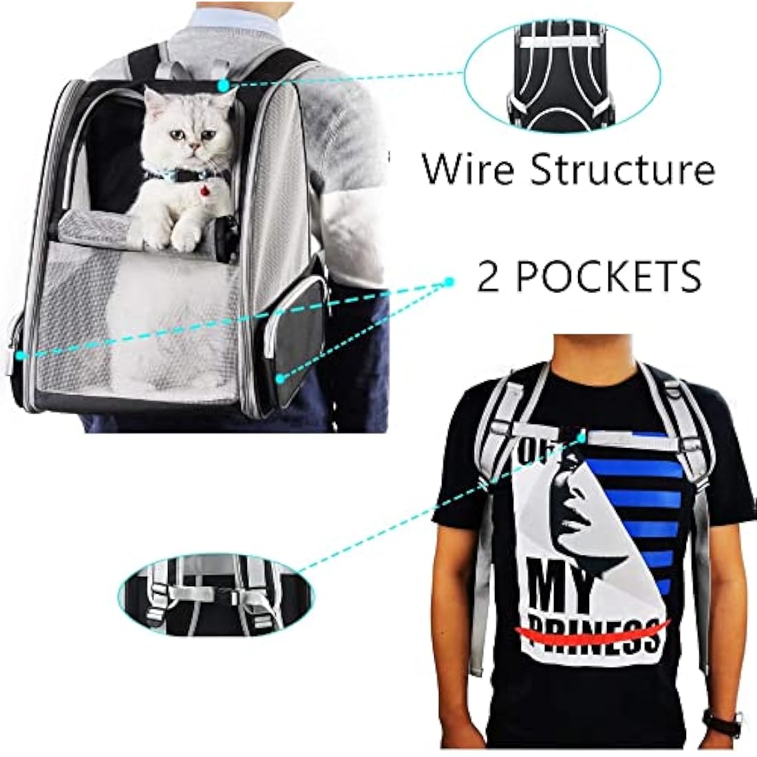 Pet Carrier Backpack – Foldable Mesh Bag for Cats & Dogs