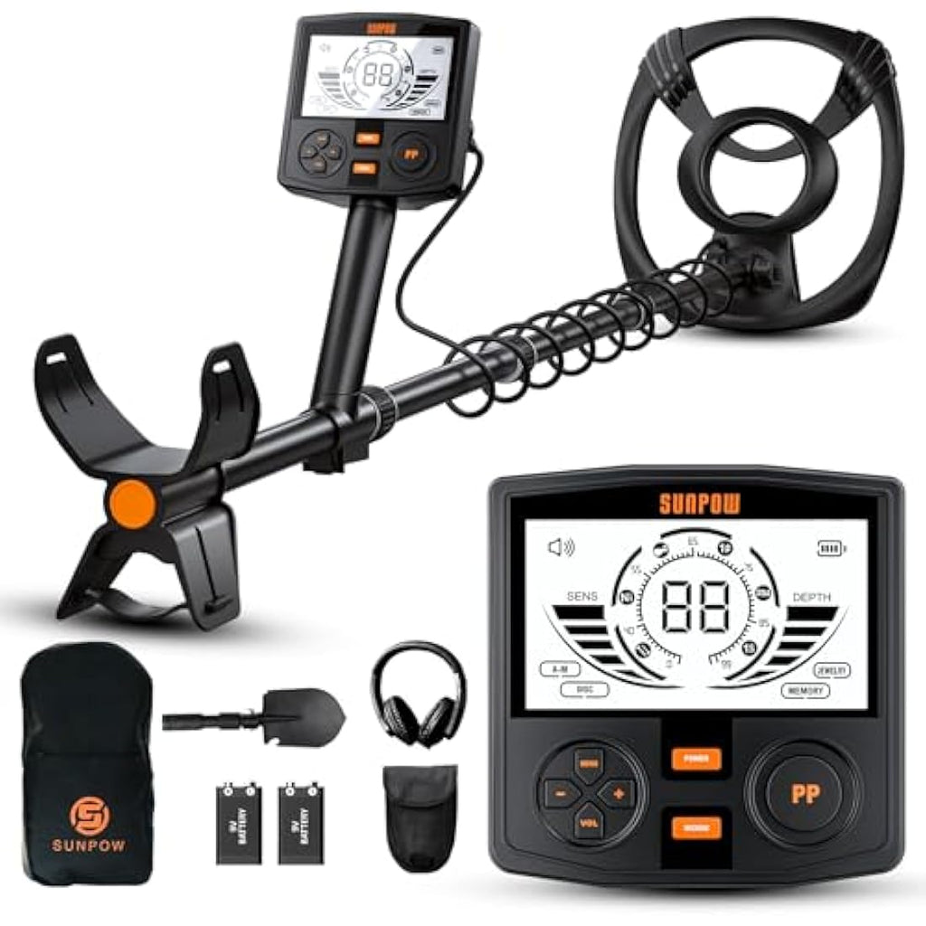 SUNPOW Professional Metal Detector – Waterproof IP68 Coil & 5 Modes