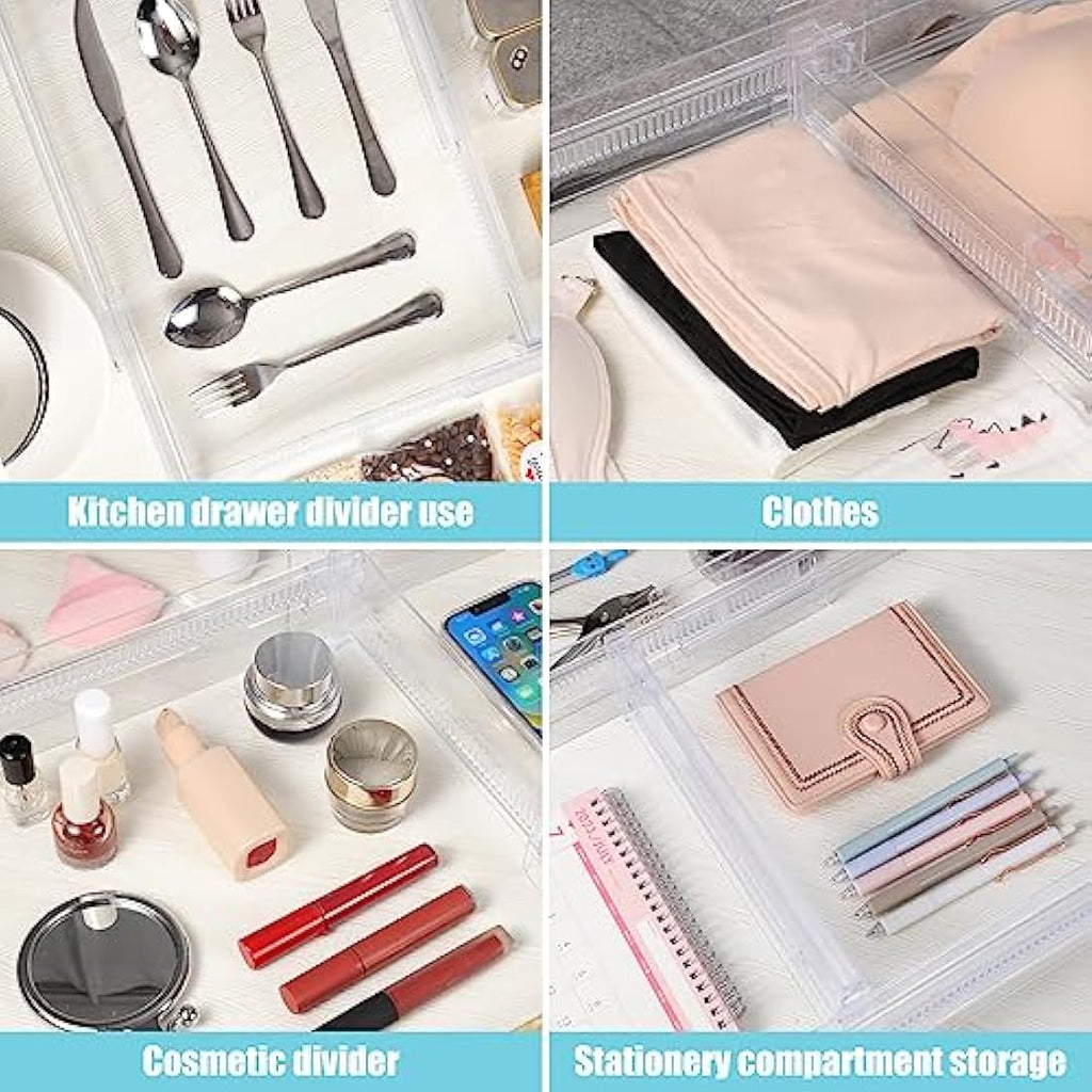 Yafe 6-Pack Adjustable Drawer Dividers – Clear Plastic Organizers