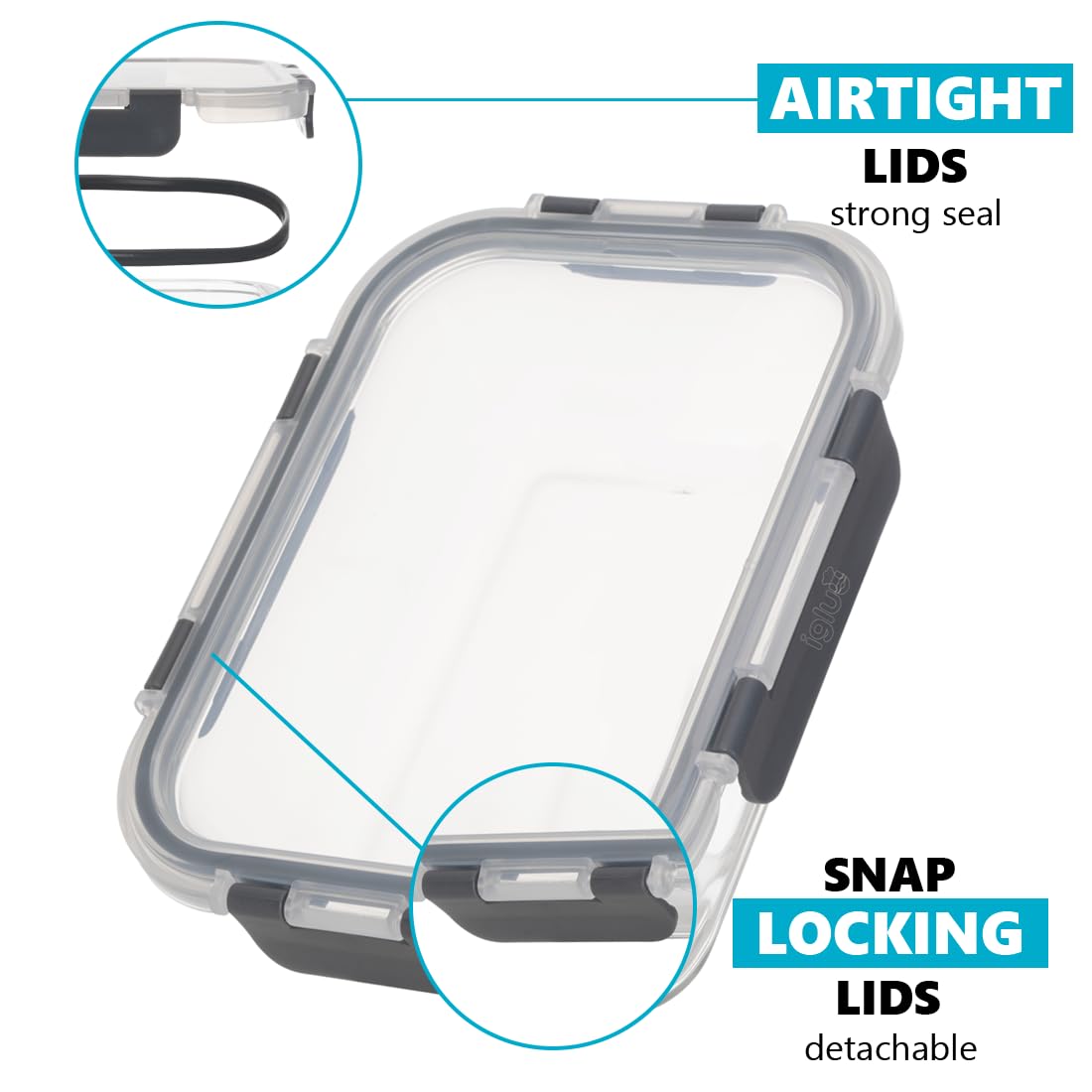 Igluu Meal Prep Glass Containers - Leak-Proof Lids, 1050ml 3-Pack