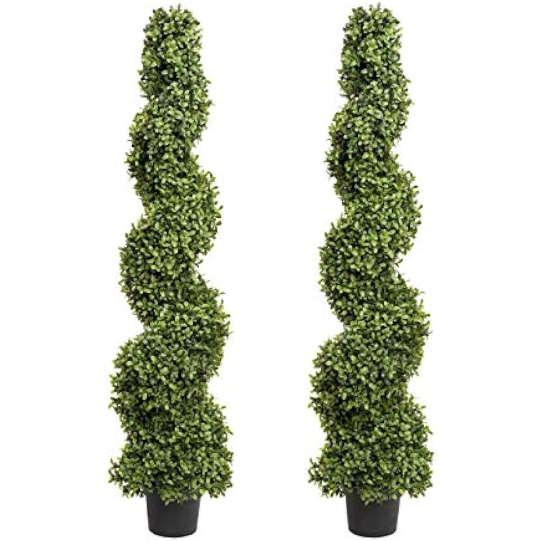 4ft Artificial Spiral Boxwood Topiary Trees - UV Protected (Pair)