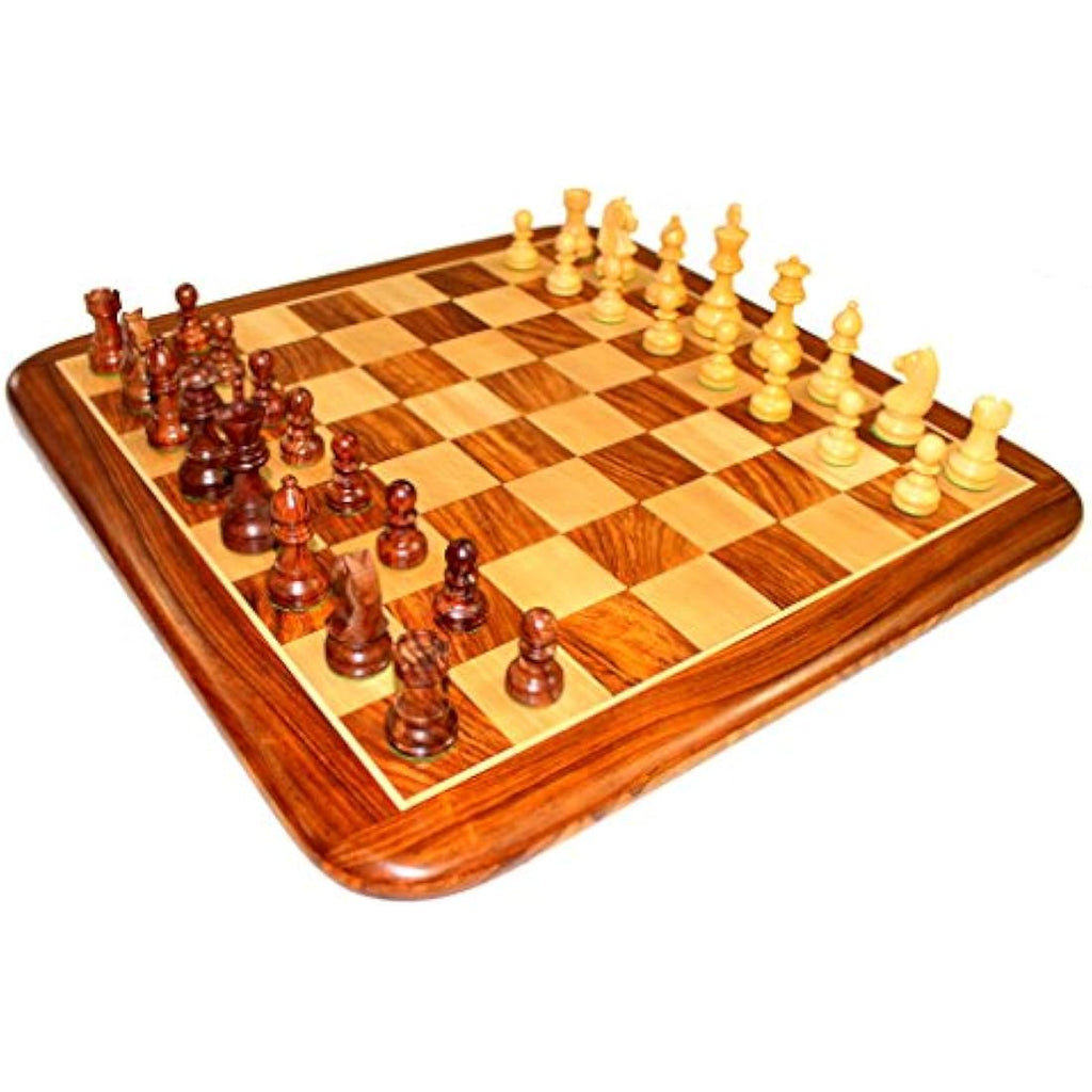 21" Acacia Wood Chess Set | Collectible Wooden Board Game