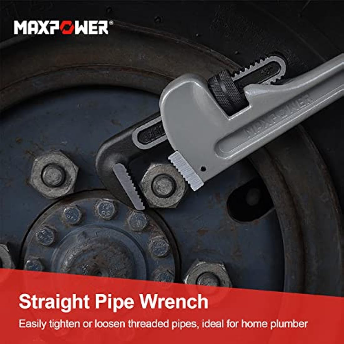MAXPOWER 18" Heavy Duty Aluminum Pipe Wrench | 60mm Jaw Stillson Tool