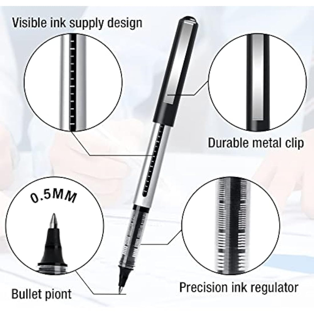 Jolof Store Rollerball Pens - 16 Pack 0.5mm Fine Point Black Gel Pens