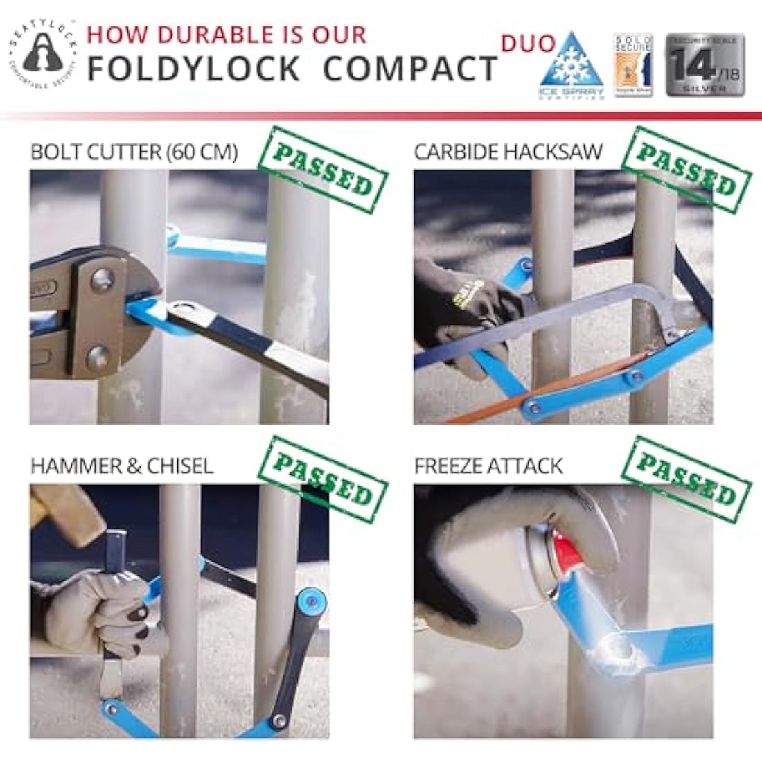 FoldyLock Compact Folding Bike Locks – Set of 2 Heavy Duty 85cm Locks