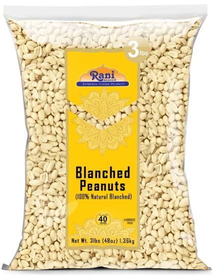 Rani Skinless Blanched Peanuts – 3lbs Bulk Raw Spanish Groundnuts