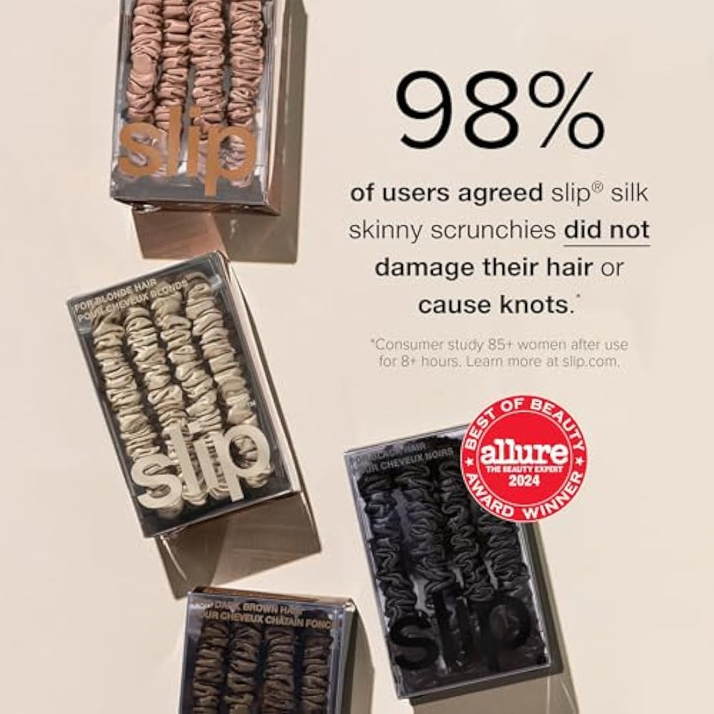 Slip Skinny Silk Scrunchies – Brown Mulberry Silk Hair Ties (4 Pack)