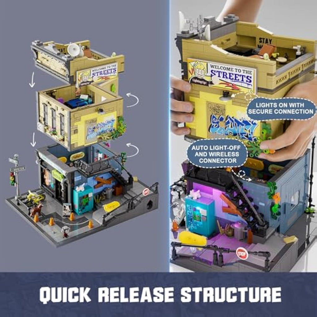 FUNWHOLE Skate Shop LED Building Kit – Modular City Street Fusion Set
