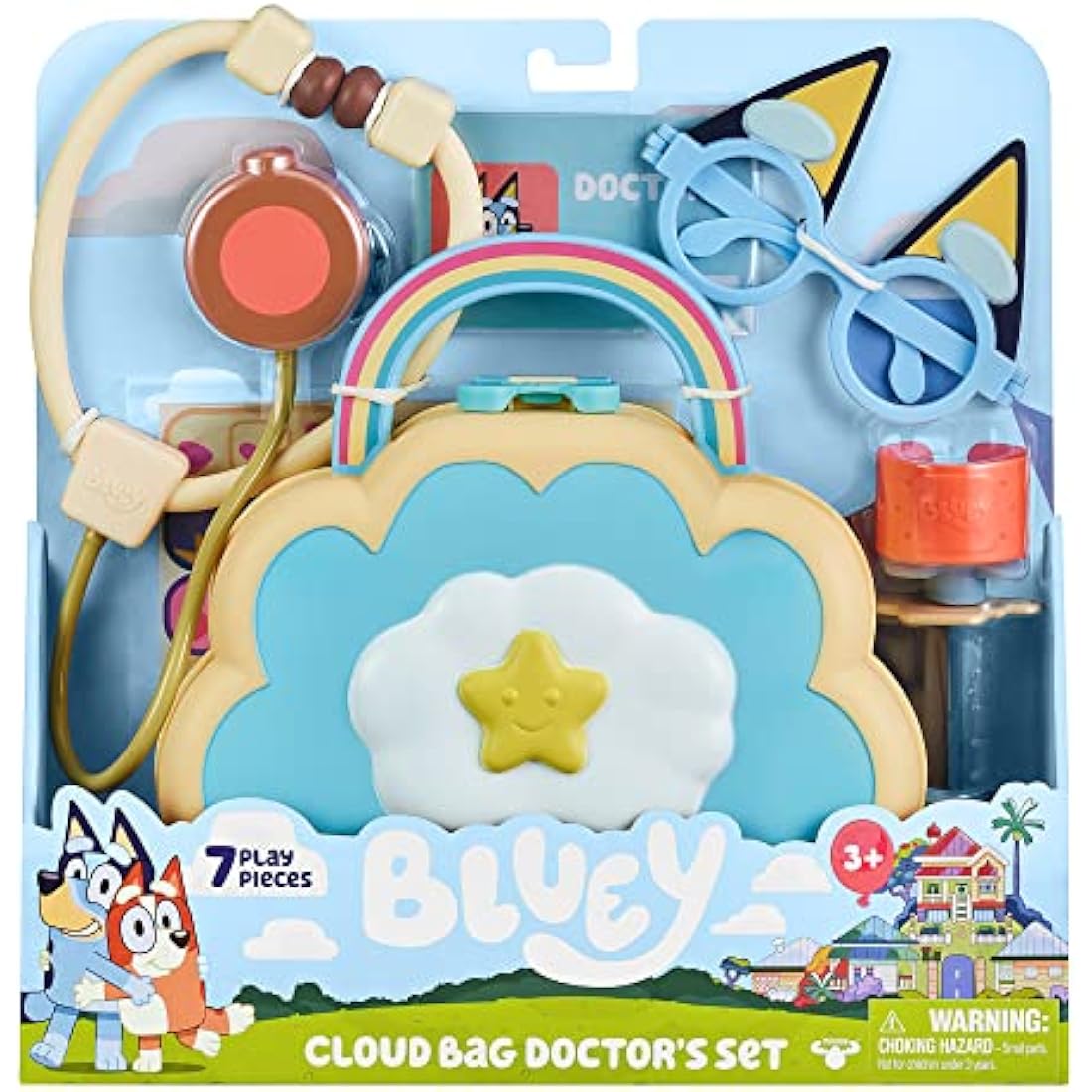 Bluey Cloud Bag Doctor's Playset – 7-Piece Kids Pretend Play Medical Kit