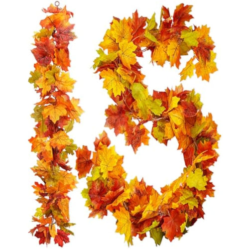 Jolof Store 2-Pack Artificial Fall Maple Leaf Garland – 5.9ft Autumn Vines