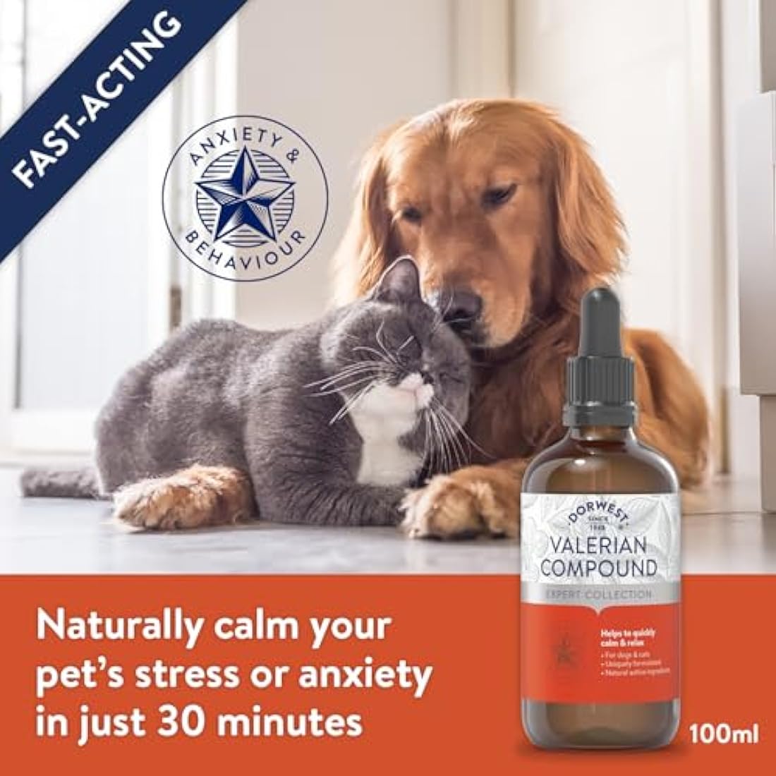 Dorwest Valerian Compound for Dogs and Cats | Fast-Acting Calming Drops 100ml