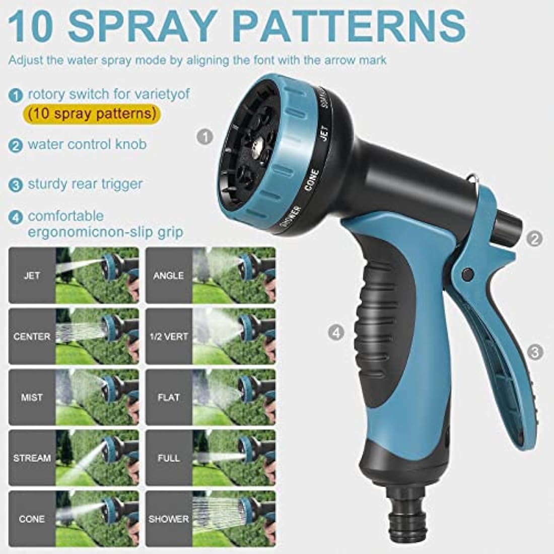 100FT Expandable Garden Hose with 10-Function Spray Gun