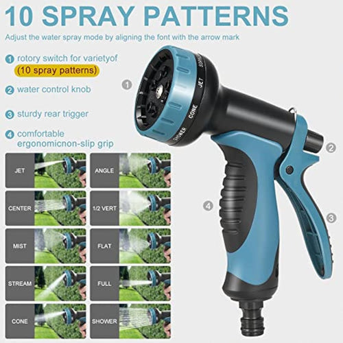 100FT Expandable Garden Hose with 10-Function Spray Gun