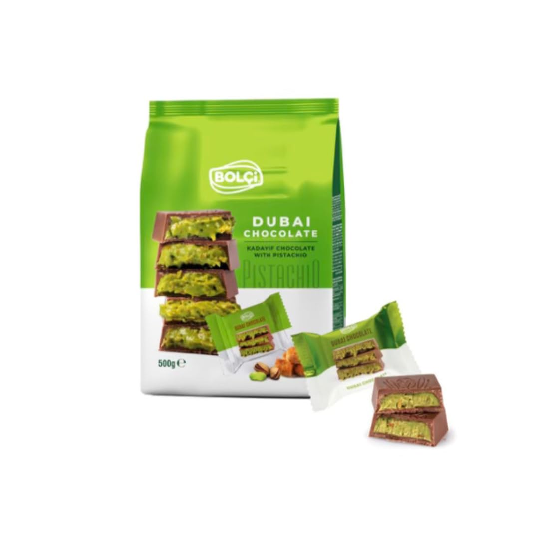 Jolof Store Pistachio Kadayif Filled Milk Chocolate Square – 500g