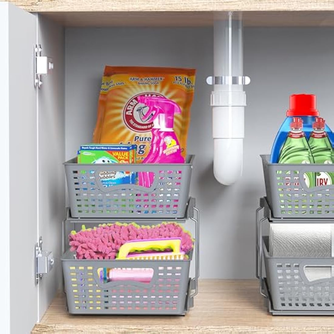Simple Houseware 2-Tier Under-Sink Sliding Drawer Organizer, Grey