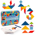 Vanmor Wooden Tangram Puzzles - 68 Pcs Montessori Pattern Blocks Set