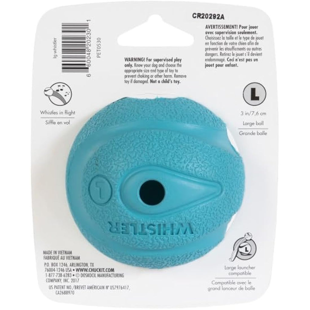 Chuckit! Whistler Dog Ball – Durable Rubber Whistling Toy, Large