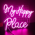 SIGNSHIP My Happy Place Neon Sign | Pink LED Wall Decor for Bedroom