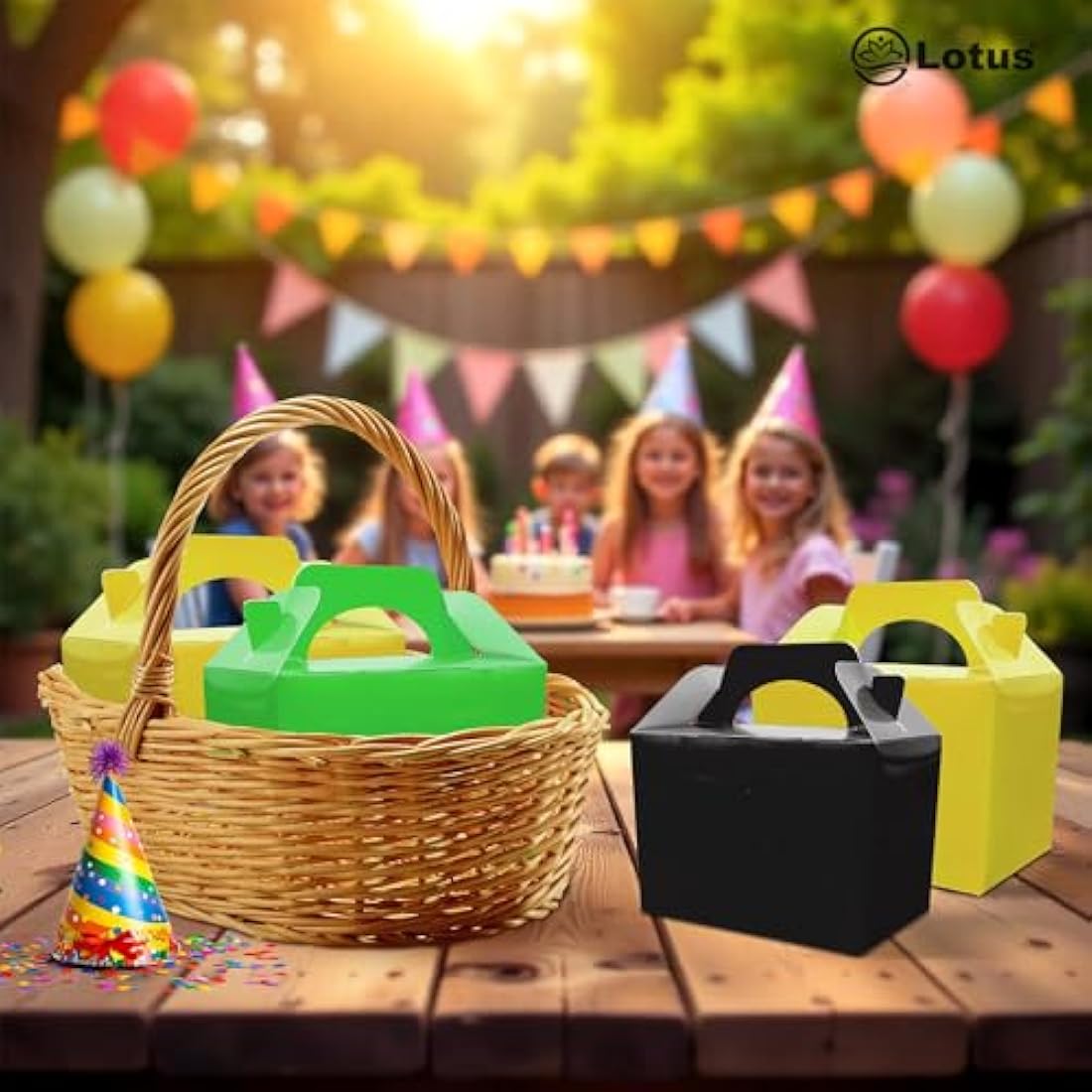 Lotus Yellow Children's Party Food Boxes - Recyclable Meal Box (50 Pack)