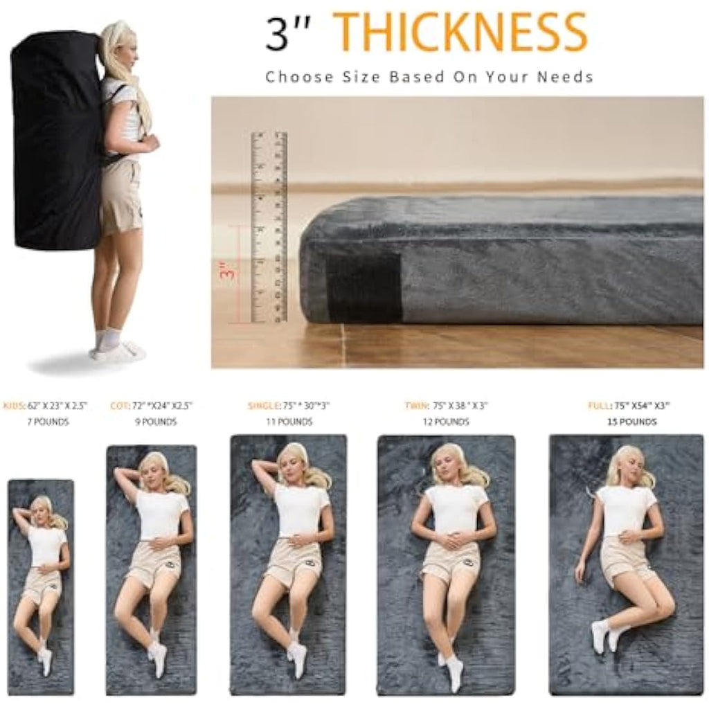 Memory Foam Camping Mattress – Waterproof Portable Guest Bed