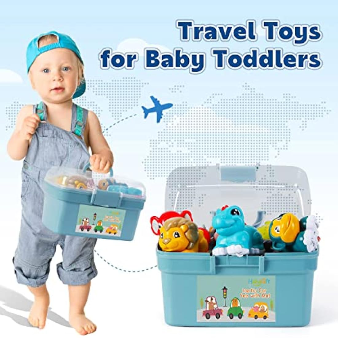 Animal Pull Back Car Toys with Playmat - 8 Piece Toddler Set