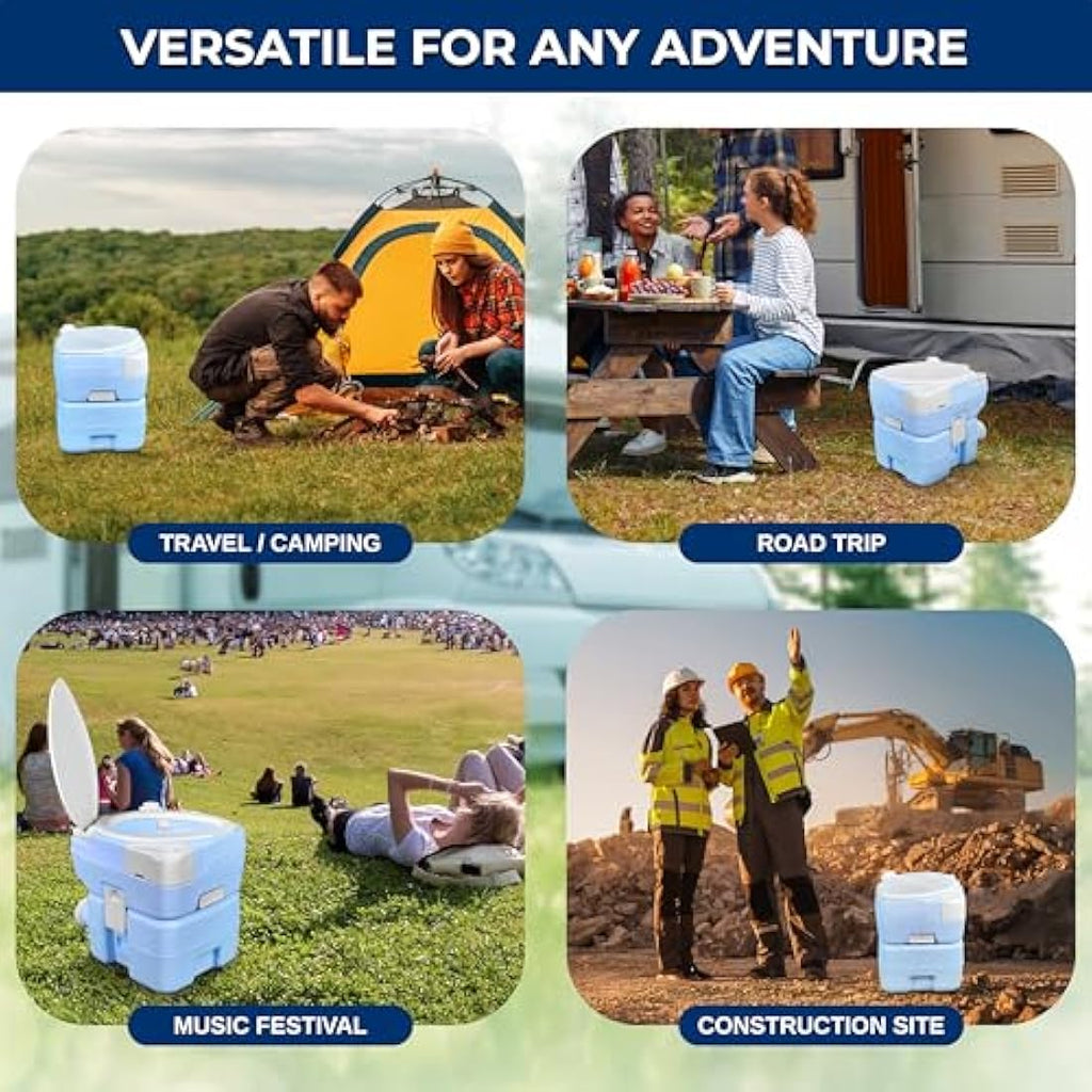 SereneLife 20L Portable Toilet | Leak-Proof Camping Porta Potty