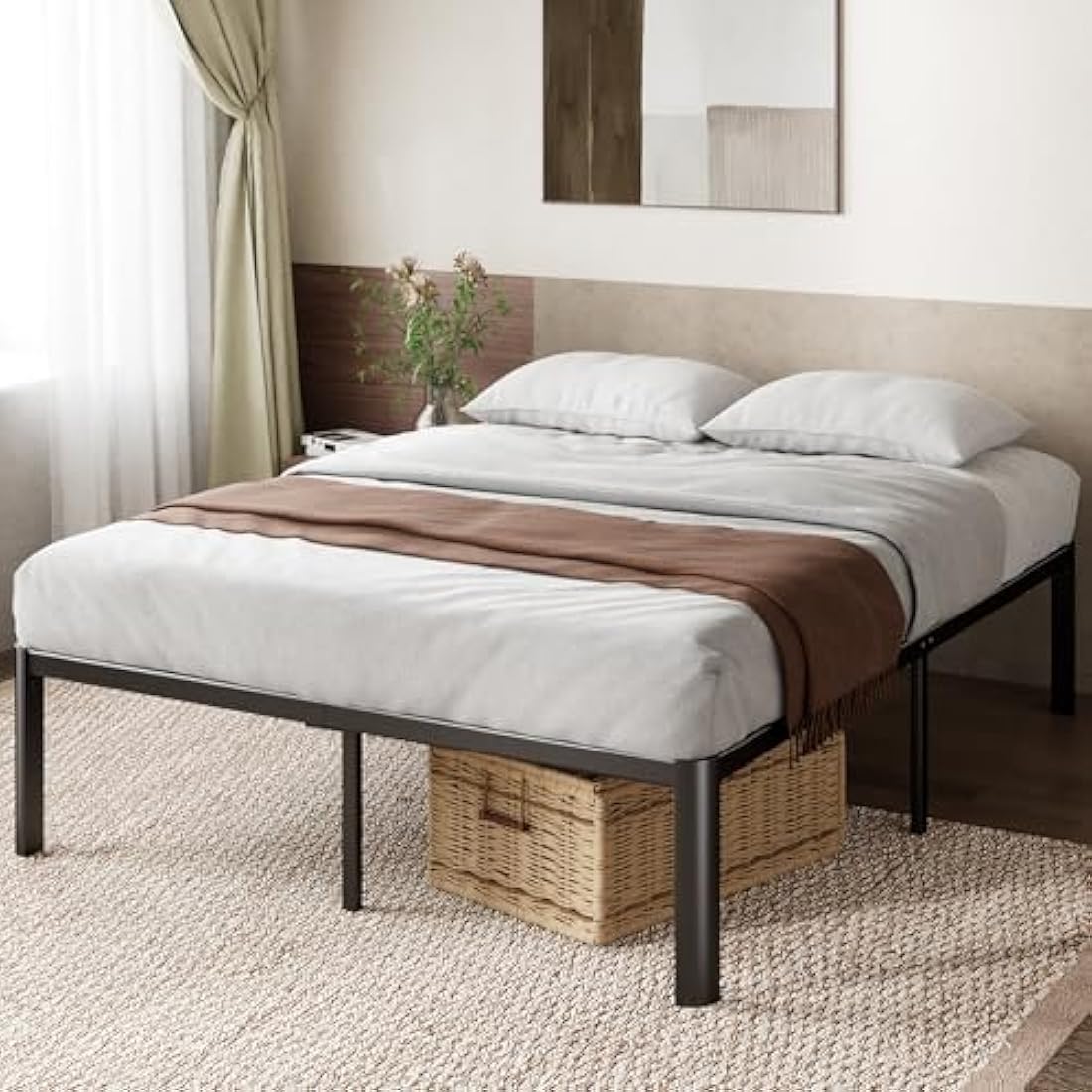 Zinus Van Metal Platform Bed Frame – Super King 180x200cm – Black