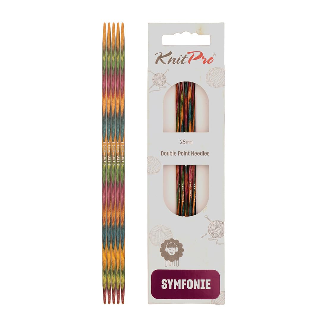 KnitPro Symfonie Birch Wood Double Pointed Needles | 2.50mm x 15cm