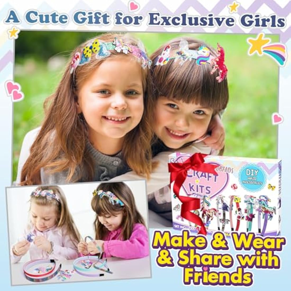 Unicorn DIY Hair Accessories Craft Kit for Girls Ages 6-12