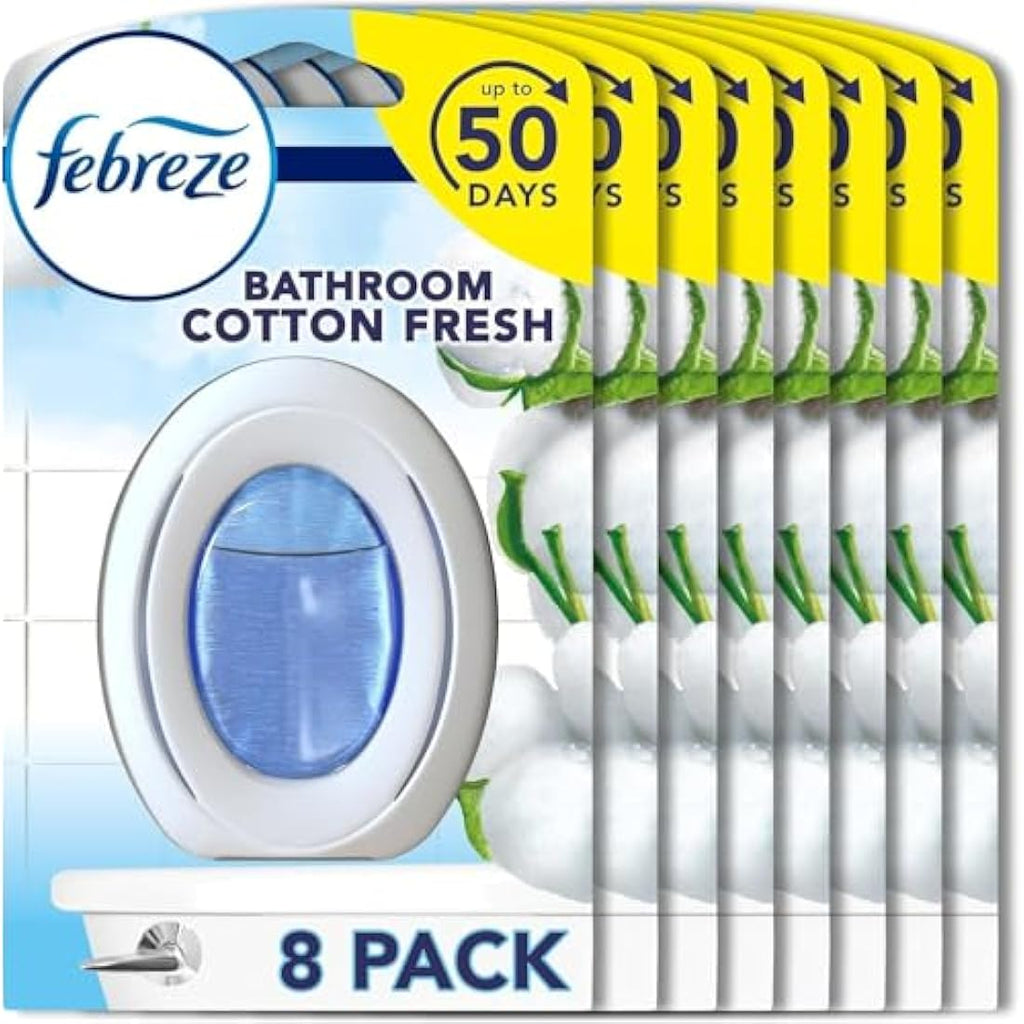 Febreze Bathroom Air Freshener | Cotton Fresh Odour Fighter | 8 Pack
