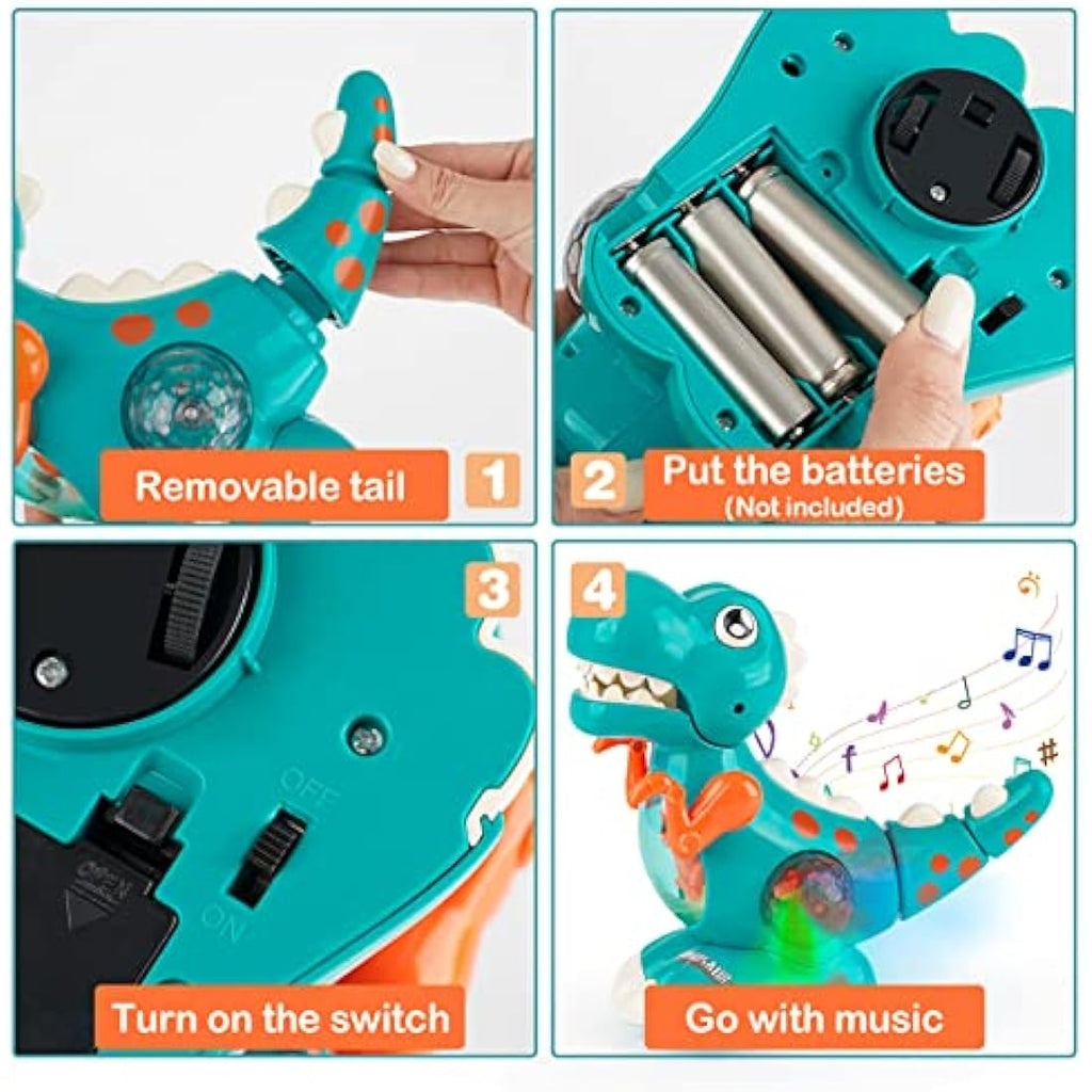 Musical Crawling Dinosaur Toy with Lights for Toddlers