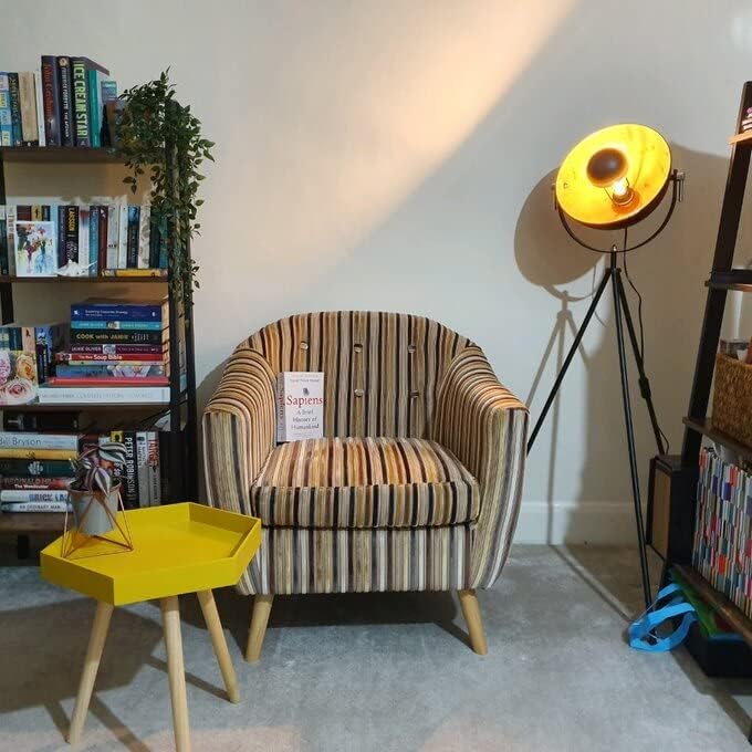 Osasy Retro Tripod Floor Lamp – Vintage Black & Gold Metal Studio Light