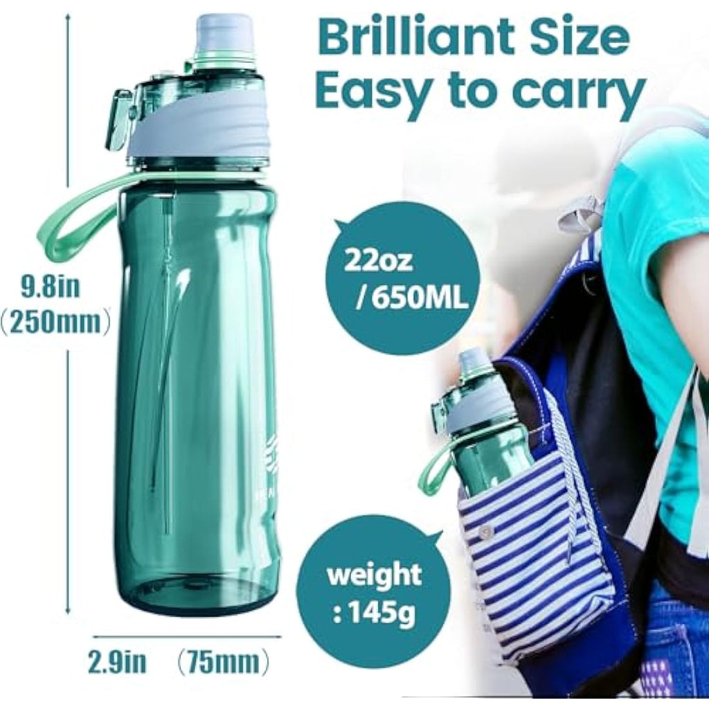 Healter 650ml Misting Water Bottle | BPA-Free Leakproof Spray Bottle – Blue