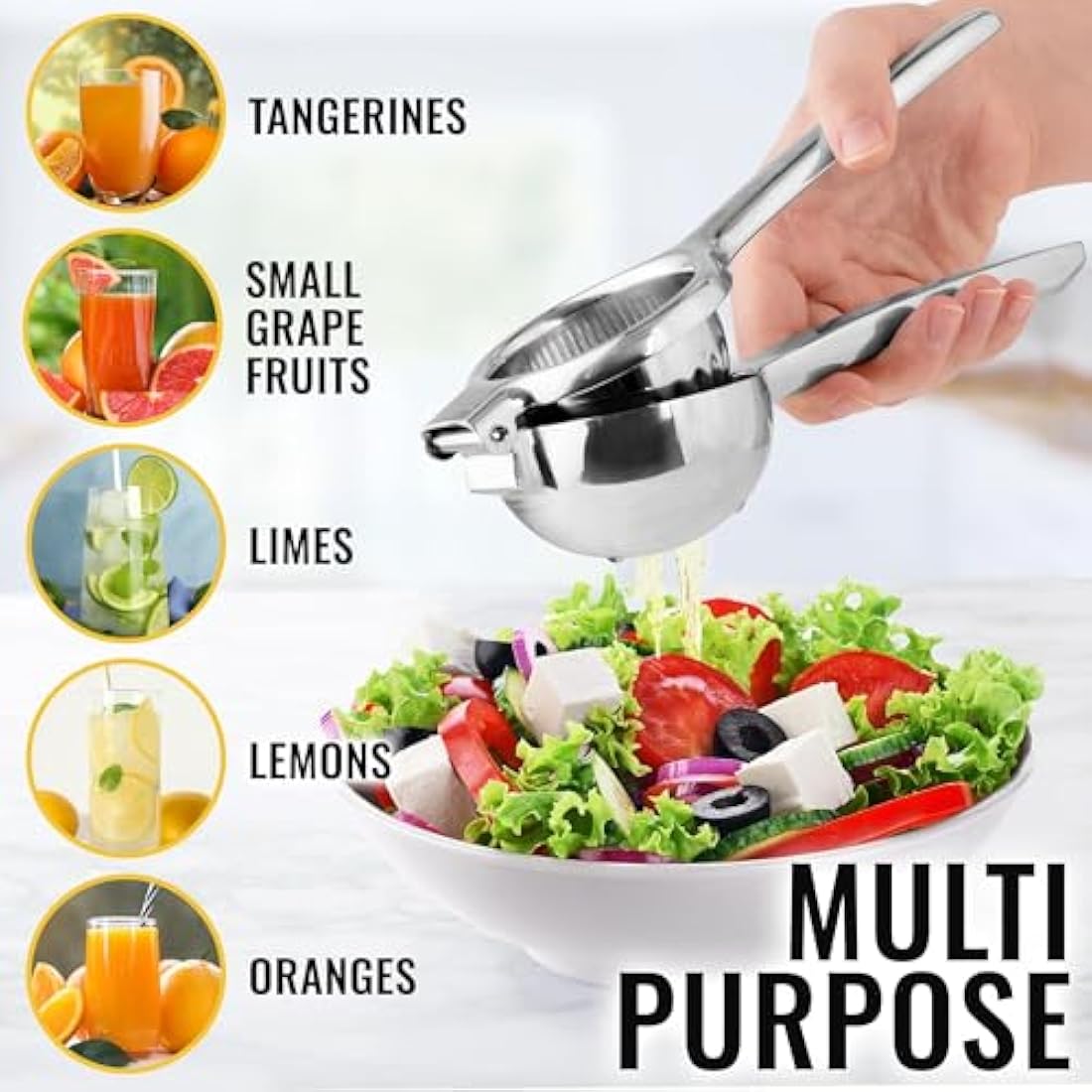 Zulay Kitchen Stainless Steel Lemon Squeezer – Heavy Duty Manual Citrus Press