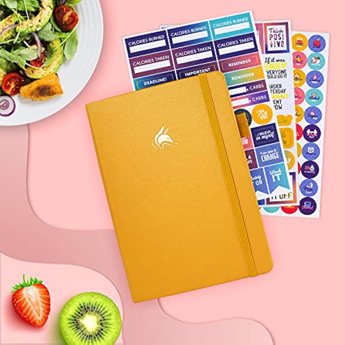 Clever Fox Wellness Journal - Undated Food & Health Planner, A5 Amber Yellow