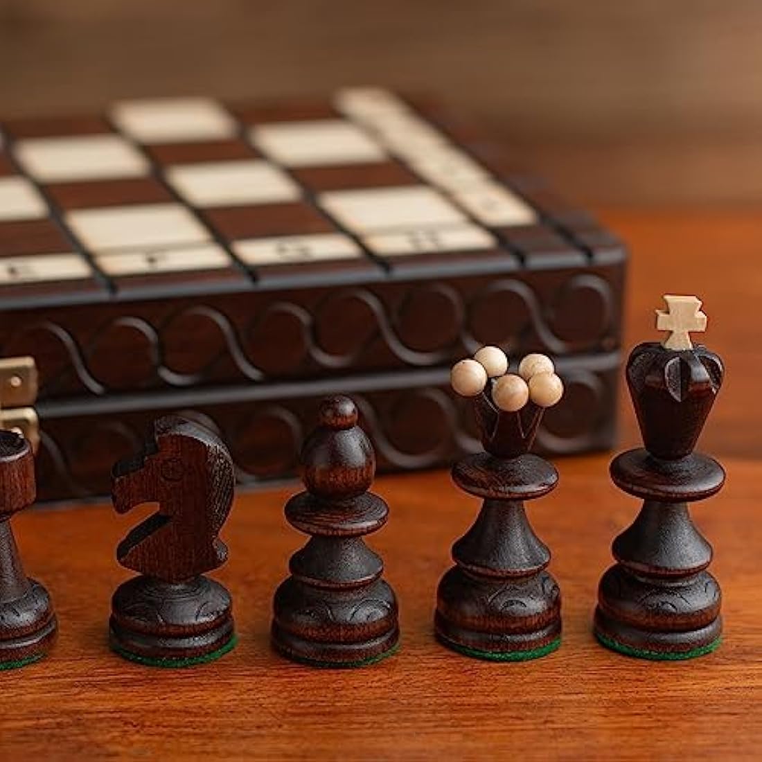 Master of Chess 14" Wooden Chess Set – Handcrafted Foldable Travel Board