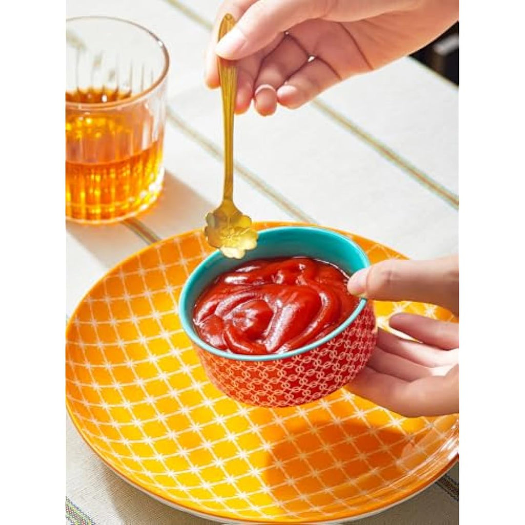 DOWAN 176ml Porcelain Dipping Bowls with Lids - Set of 6 Colorful Ramekins