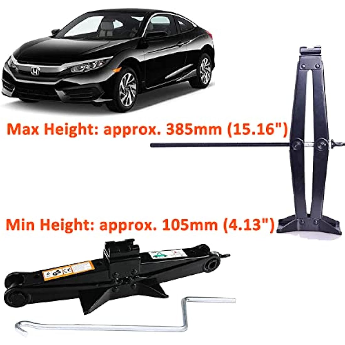 Jolof Store 2 Ton Steel Scissor Jack with Crank Handle for Cars
