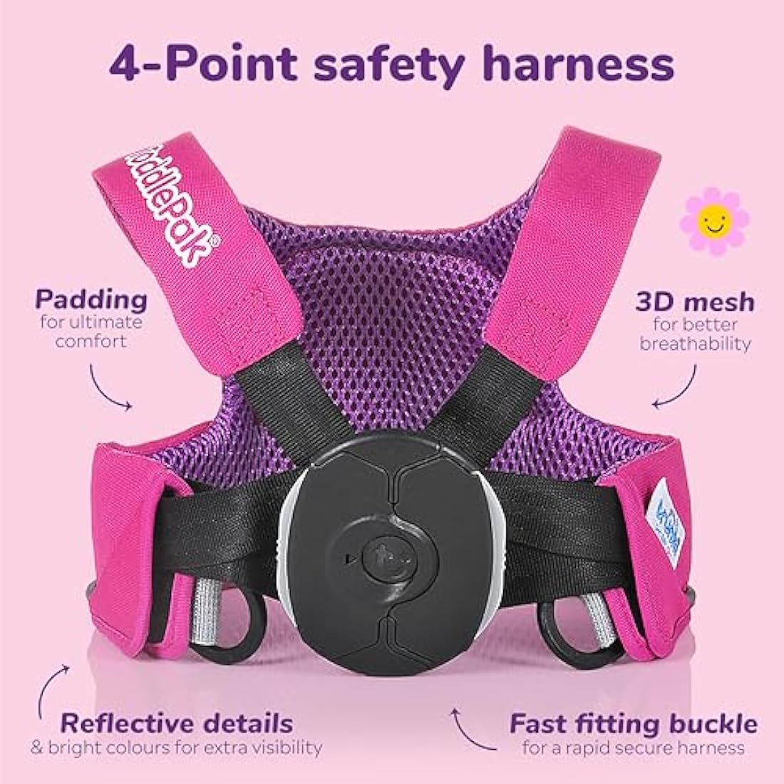 Trunki ToddlePak Baby Walking Reins & Safety Harness – Betsy Bear Pink