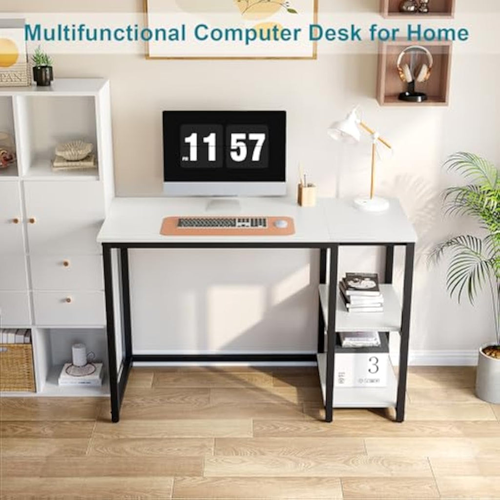 WOHOMO 100cm Computer Desk | Small Home Office Writing Table - White