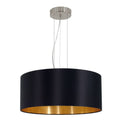 Eglo Maserlo 3-Flame Textile Pendant Lamp | Black & Gold Steel Light