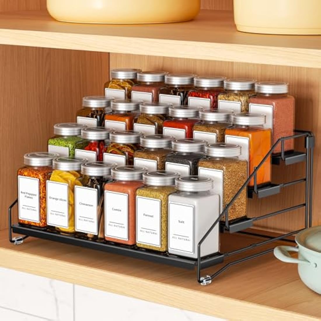 ZDDLOINP 4-Tier Metal Spice Rack Organizer | Adjustable Depth for Kitchen